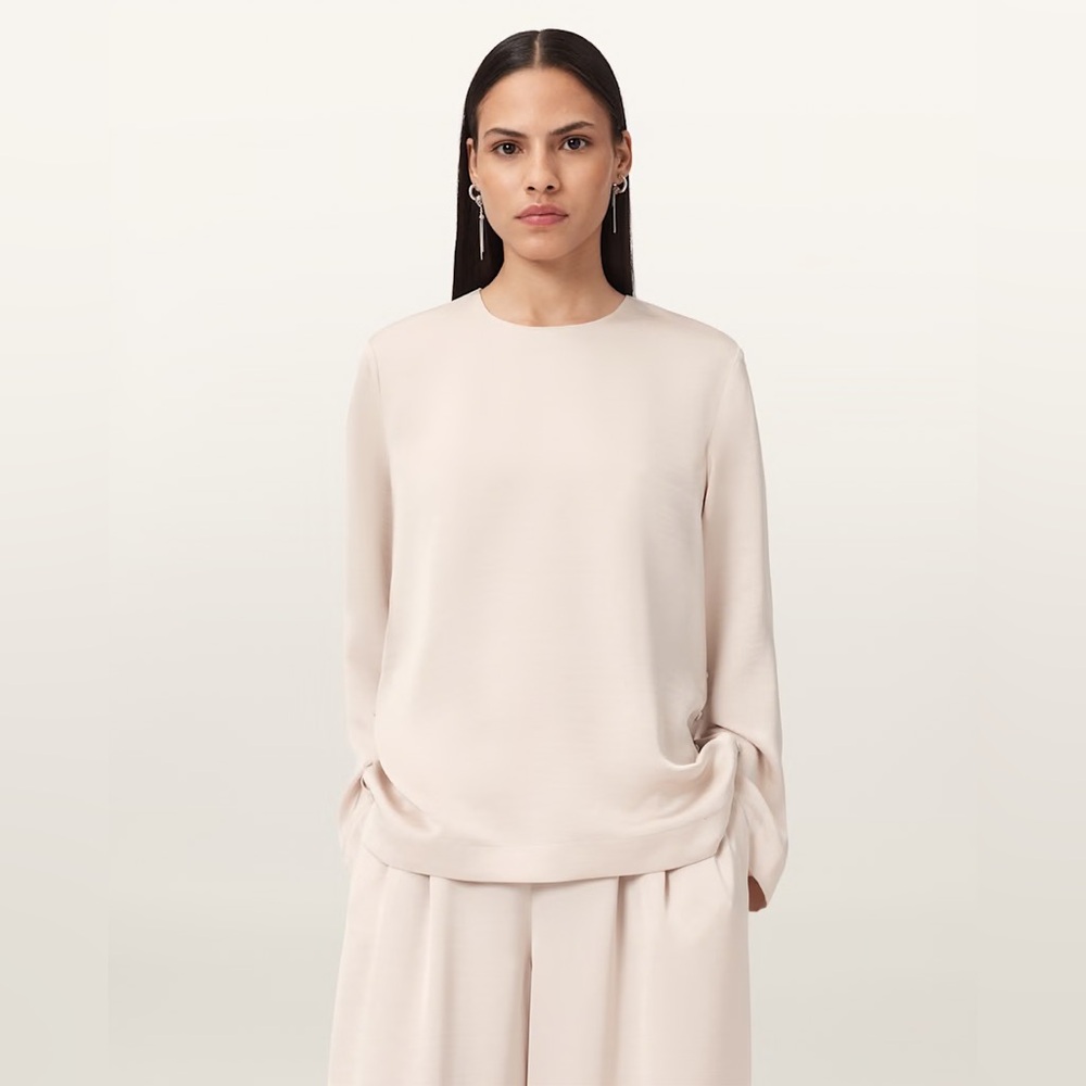 NWT AllSaints Leanne Satin Relaxed Top Size 6